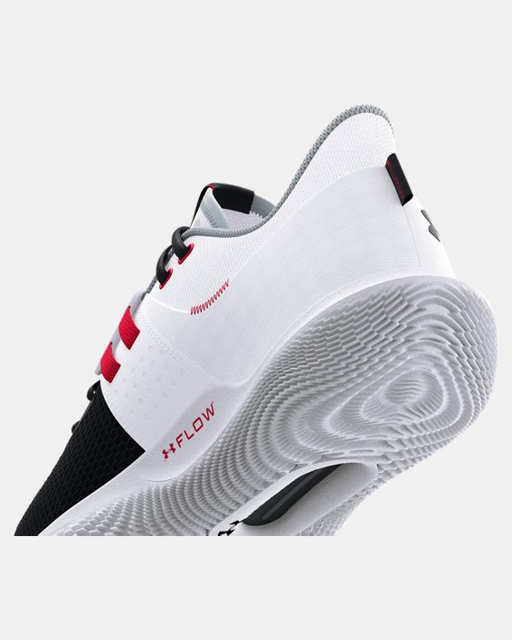 Unisex UA Flow FUTR X Basketball Shoes, White, pdpMainDesktop image number 5